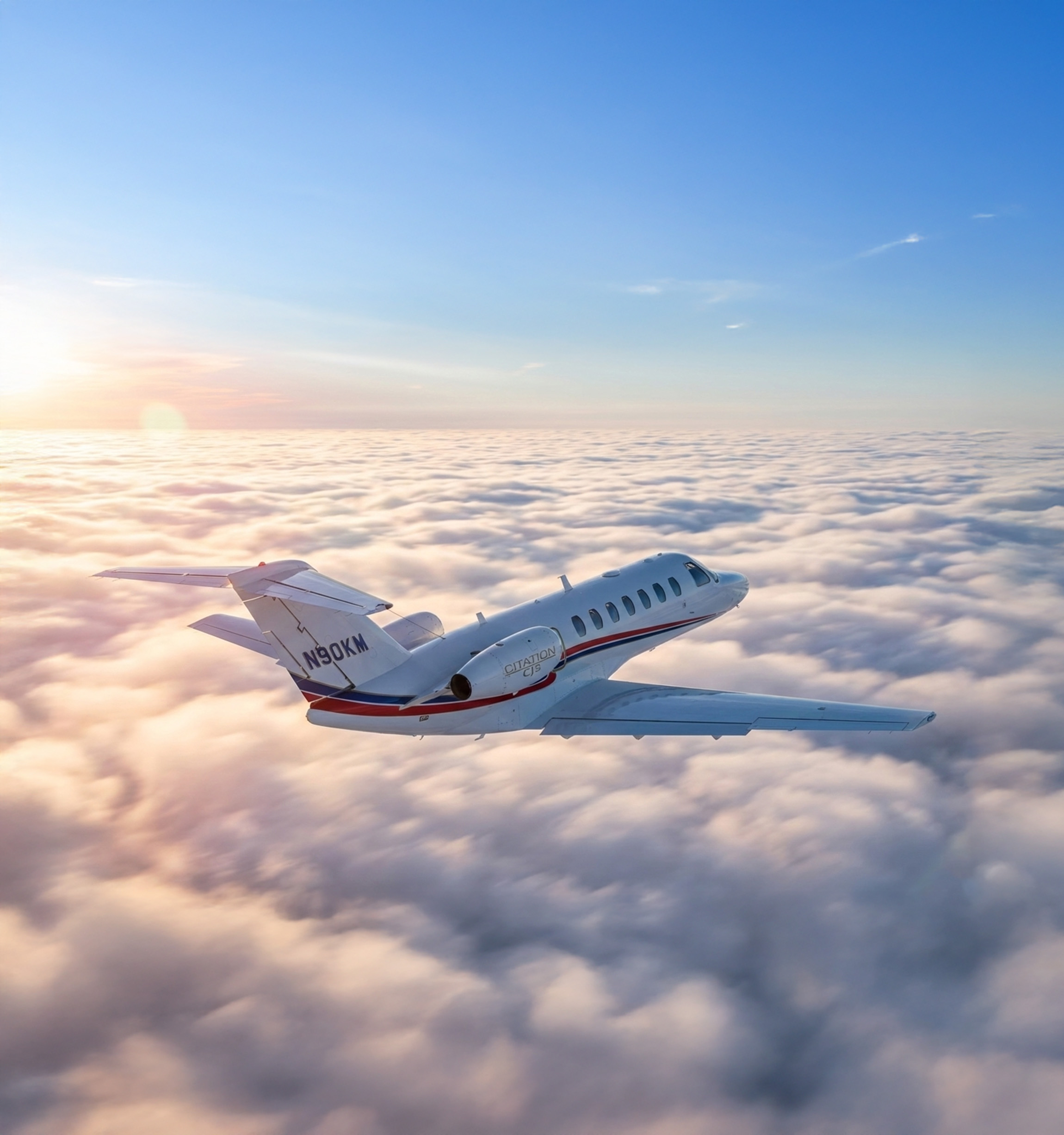 Luxury Private Jet at Sunset